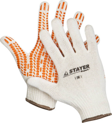 STAYER TRACK, L-XL, х/б перчатки с мягким покрытием ″протектор″ из ПВХ-геля, увеличенная площадь покрытия, противоскользящие (11401-XL)