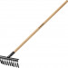 GRINDA GS-10 WOOD, 320 х 95 х 1300 мм, 10 витых зубцов, углеродистая сталь, антикор. покрытие, черенок дерев. высш. сорт, садовые грабли (39581-10)