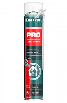 KRAFTOOL ADAPTER PRO, 750 мл, адаптерная, всесезонная, SVS, не залипающий клапан, выход до 45 л, монтажная пена (41173)